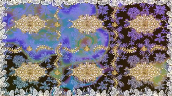 Raster geleneksel, kahverengi renklerde, altın, pürüzsüz desen. Barok tarzında kusursuz bir doğulu süsü..