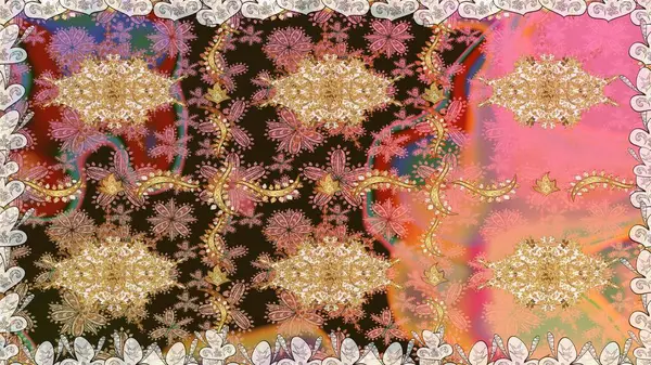 Barok tarzında kusursuz bir doğulu süsü. Raster geleneksel altın pürüzsüz desen kahverengi renklerde.