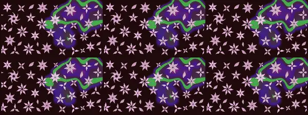 Raster illüstrasyonundaki çiçek desenli çizim. Kahverengi renkte çiçekler.