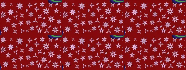 Düz Çiçek Elementleri Tasarım Raster illüstrasyonu. Kırmızı renkte çiçekler. Çiçek desenli eskiz. Renkli Bahar Teması çizim şablonu.