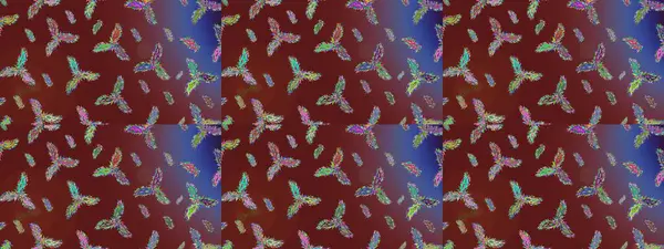 Kırmızı, kahverengi ve mor kar taneleri. Renkler. Raster illüstrasyonu. Kar tanelerinin soyut arkaplanı olan şirin bir Noel arkaplanı. Noel ve Yeni Yıl moda baskıları için tatil tasarımı.