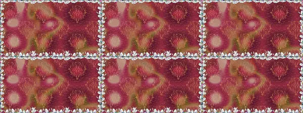 Raster illüstrasyonunda kusursuz çiçek deseni. Kırmızı renkte çiçekler.