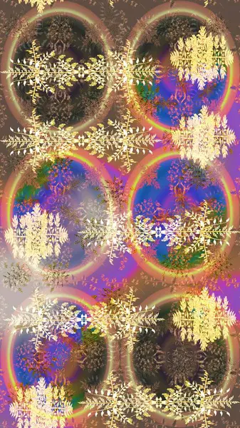 Raster illüstrasyonu. Kahverengi, bej ve nötr renklerde kristal kar taneleri.