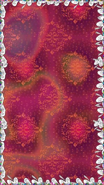 Kusursuz bir geçmişi var. Eski usul. Kumaş, tekstil, duvar kağıdı baskısı için. Raster illüstrasyonu. Renkli desenli kusursuz desen, kırmızı çiçekler ve dekoratif elementler..