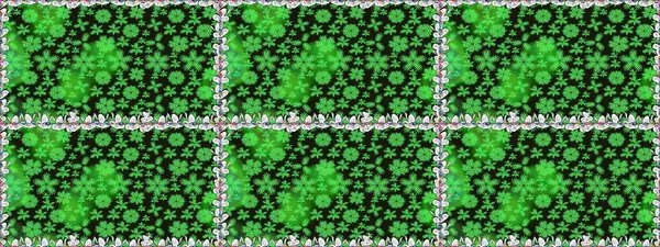 Raster illüstrasyonu. Çiçeklerle suluboya desenli çiçek deseni. Yeşil renkli Asyalı tekstil.