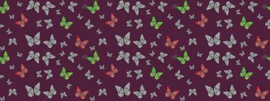 Bahar Kelebeği teması. Kahverengi lekeli güzel kelebek kumaşı dokusu. Raster illüstrasyonu. Duvar kağıdı için böcek dokusunun tekrarı.