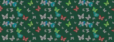 Yeşil renkleri yakından izle. Sanat retro seramik seramik tasarım tarzında serbest ve doğrusal el çizimi logo. Şirin yaban sineği altıgenleri, yalıtılmış yeşil arka planda.