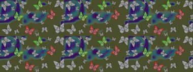 Güve ile Raster Geçmişi. Renkli Kelebeklerle Bahar Arkaplanı. Güzel Kelebek Siluetleriyle Moda Dekorasyonu. Kart, Davetiye, Yazdırma İçin Basit Güzel Desen.