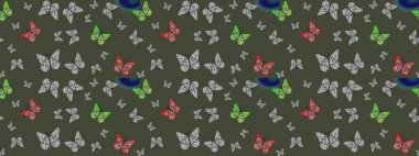 Mistik, semboller. Renk çizimi kalıbı. Tekrarlanan karalamalar. Yeşil arkaplanda el çizimi.