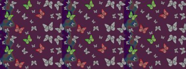 Kahverengi renkli sevimli kelebek çizimi. Tekstil, duvar kâğıtları, web sayfası arkaplanları ve yüzey dokuları için mükemmel. Tropikal temalı kelebek deseni. Raster illüstrasyonu.