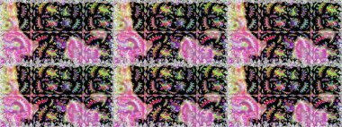 Raster illüstrasyonunda kusursuz çiçek deseni. Siyah ve nötr renkte çiçekler.