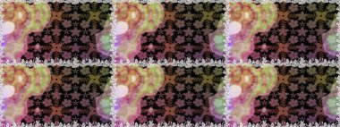 Düz Çiçek Elementleri Tasarımı. Renkli Bahar Temalı Kusursuz Arkaplan. Sevimli çiçek raster deseni. Siyah renkte çiçekler.