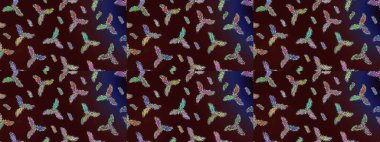 Kar taneleri izole edildi. Güzel süs eşyası. Kahverengi, mavi ve yeşil renkli kar tanesi süsü. Kar tanesi süsü Raster illüstrasyonu.