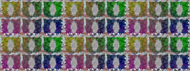 Yumuşak, yeşil renkli bahar çiçekleri. Patlayan çiçekler soyut olarak yerleştirilmiş. Raster illüstrasyonu. Raster deseni.