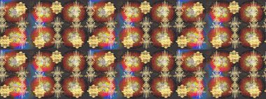 Güzel soyut kar tanesi raster tasarımı. Düz kar karalama ikonları, kar taneleri kahverengi, gri ve sarı renkli siluetler noel afişleri, kartlar. Yeni yıl kar tanesi.