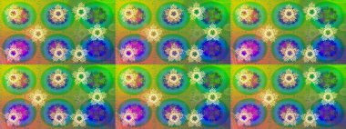 Kar tanesi süsleme deseni. Kar taneleri arka planda. Renkli arka planda izole edilmiş kar tanelerinin düz tasarımı. Kar taneleri deseni. Raster illüstrasyonu.