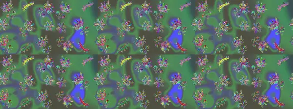 Parlak çiçekli kolaj çiçekleri yeşil, gri ve mavi. Çiçekli zambakların eskiz geçmişi. Çiçek tasarımı için inanılmaz kolaj cennet tarzı..