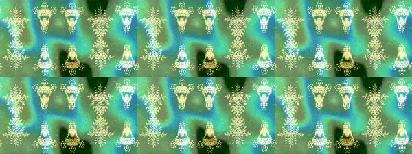 Yeşil, mavi ve nötr çiçekli eskiz deseni, suluboya çiçek deseni, güzel çiçek, duvar kağıdı, kart ya da kumaş için fayanslı. Raster - stok.