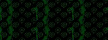 Çiçeksiz desenli arka plan. Siyah, mavi ve yeşil renkli çiçekler. Renkli Bahar Temalı Kusursuz Arkaplan. Düz Çiçek Elementleri Tasarım Raster illüstrasyonu.