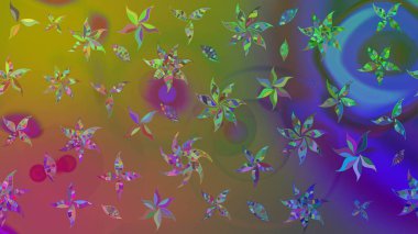 Küçük çiçekteki sevimli çiçek deseni. Yeşil renkte çiçekler.