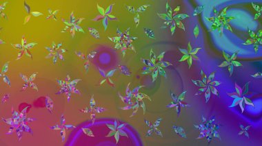Parmak izi, kumaş, duvar kâğıdı, tekstil için raster dokusu. Renkli grunge soyut arkaplanı koloyeşil çiçeklerle süslüyor. Nakış desenli çiçek deseni..