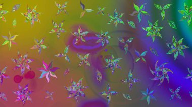 Raster Çiçek İllüstrasyonu 'nun şirin tekstili. Yeşil renkli etnik çiçeklerle zarif eskiz deseni.