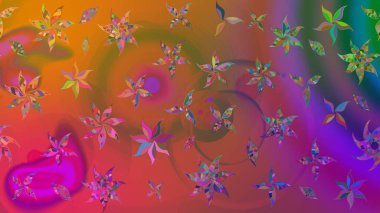 Suluboya çiçekli çiçek deseni. Kahverengi renkli Asya tekstili. Raster illüstrasyonu.