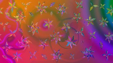 Dallı bahar çiçekleriyle desen, kahverengi renklerle çiçek siluetiyle desen. Raster deseni.