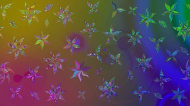 Raster illüstrasyonundaki çiçek desenli çizim. Kahverengi renkte çiçekler.