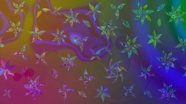 Raster illüstrasyonu. Düz Çiçek Elementleri Tasarımı. Renkli Bahar Teması eskiz kalıbı. Şirin çiçek elementleri. Çizim deseni Modaya uygun kumaş deseni.