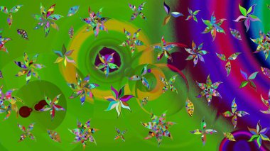 Çiçek deseni. Renkli Bahar Teması eskiz kalıbı. Düz Çiçek Elementleri Tasarımı. Raster çizimi. Güzel kumaş deseni..