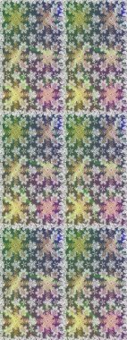 Kına dövmeli süs çiçekleri, altın çıkartmalar, mehndi ve yoga tasarımı, kartlar ve parmak izleri. Raster Golden Mehndi kusursuz desen. Gri renklerde desen.