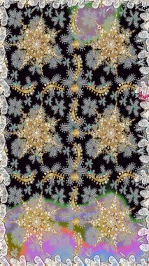 Raster illüstrasyonu. Kusursuz soyut bir arkaplan. Oriental raster klasik gri ve altın desenli.