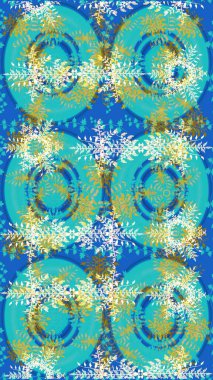 Mavi, nötr ve yeşil renkler ve kar taneleri. Raster illüstrasyonu. Raster Noel soyut renkli arkaplan ve tatlı kar tanesi.