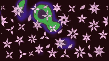 Kahverengi renklerde bahar çiçekleri. Raster deseni. Patlayan çiçekler soyut olarak yerleştirilmiş. Raster illüstrasyonu.