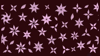 Düz Çiçek Elementleri Tasarımı. Renkli Yaz Temalı eskiz kalıbı. Kahverengi renkli çiçekler. Sevimli çiçek raster deseni.