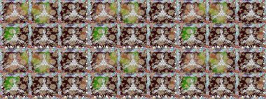 Düz Çiçek Elementleri Tasarımı. Renkli Bahar Temalı Kusursuz Arkaplan. Kusursuz Chichi kumaş deseni. Çiçek deseni. Raster illüstrasyonu.