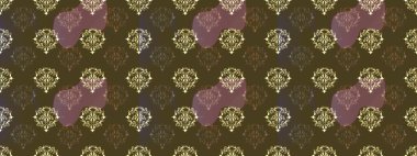 Kusursuz ortaçağ çiçek deseni. Dekoratif simetri arabesk. Kahverengi, yeşil ve gri renklerde altın. Doğum günü kartı, davetiye ya da afiş için iyidir. Raster illüstrasyonu.