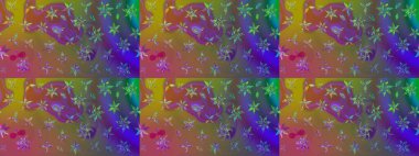 Renkli Bahar Teması eskiz kalıbı. Raster illüstrasyonundaki çiçek desenli çizim. Kahverengi renkli çiçekler. Düz Çiçek Elementleri Tasarımı.