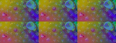 Raster illüstrasyonundaki çiçek desenli çizim. Yeşil renkte çiçekler.