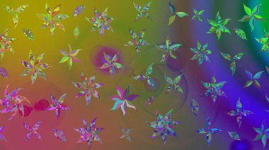 Yeşil renklerde. Raster illüstrasyonu. Yeşil renkte yeşil papatya deseni.