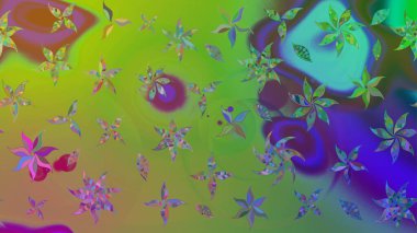 Çiçekler suluboya tarzında yeşil renkte. Raster illüstrasyonunda çiçek deseni çizimi.