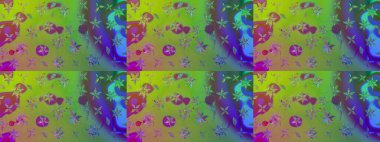 Sevimli çiçek raster deseni. Renkli Bahar Teması eskiz kalıbı. Düz Çiçek Elementleri Tasarımı. Yeşil renkte çiçekler.