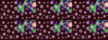 Raster. Düz Çiçek Elementleri Tasarımı. Renkli Bahar Teması çizim şablonu.