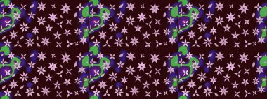 Raster illüstrasyonu. Çiçekli karalama şeklinde Raster çiçek deseni. Yumuşak, bahar çiçekleri kahverengi renklerde.