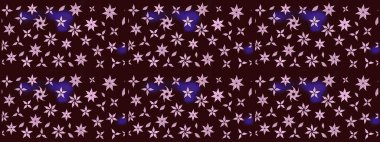 Küçük çiçekli basit bir çiçek çizimi. Kahverengi renkte sevimli çiçekler. Raster illüstrasyonu. Moda baskısı, albüm, ambalaj kağıdı, duvar kağıdı için zarif dekoratif süslemeler..