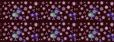 Parlak renkli çiçekleri ve kahverengi renkli yaprakları olan harika bir çiçek deseni. Halk tarzı. Modern çiçek arkaplanı. Moda baskıları için zarif bir şablon.