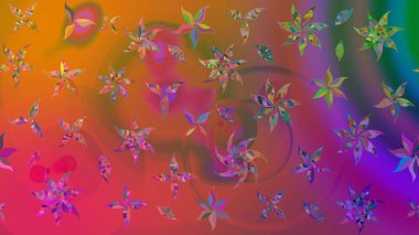 Yumuşak, pembe renkte bahar çiçekleri. Raster illüstrasyonu. Çiçek ve yapraklı karalama şeklinde Raster çiçek deseni.