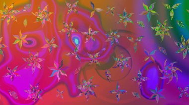 Mor renkli çiçekler. Çiçekli karalama şeklinde Raster çiçek deseni. Nazik, sevimli çiçek arkaplanı..