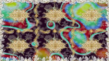 Klasik raster sarısı, kusursuz desen. Çiçek süsü kumaş deseni, cam, altın elementlerle kahverengi renklerde çiçek desenli metal..